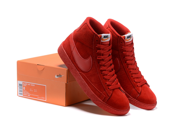 Women Nike Blazer Mid PRM VNTG All Red Shoes - Click Image to Close